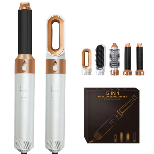 5-in-1 hair styler with automatic curler, hair dryer and smoothing brush