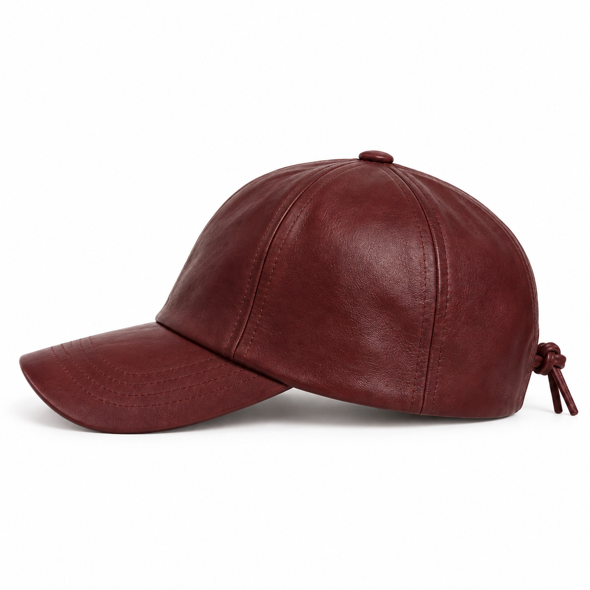 Close-up of leather texture on cap