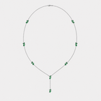 Emerald Green Butterfly Y-Drop Necklace in Silver-Tone Finish