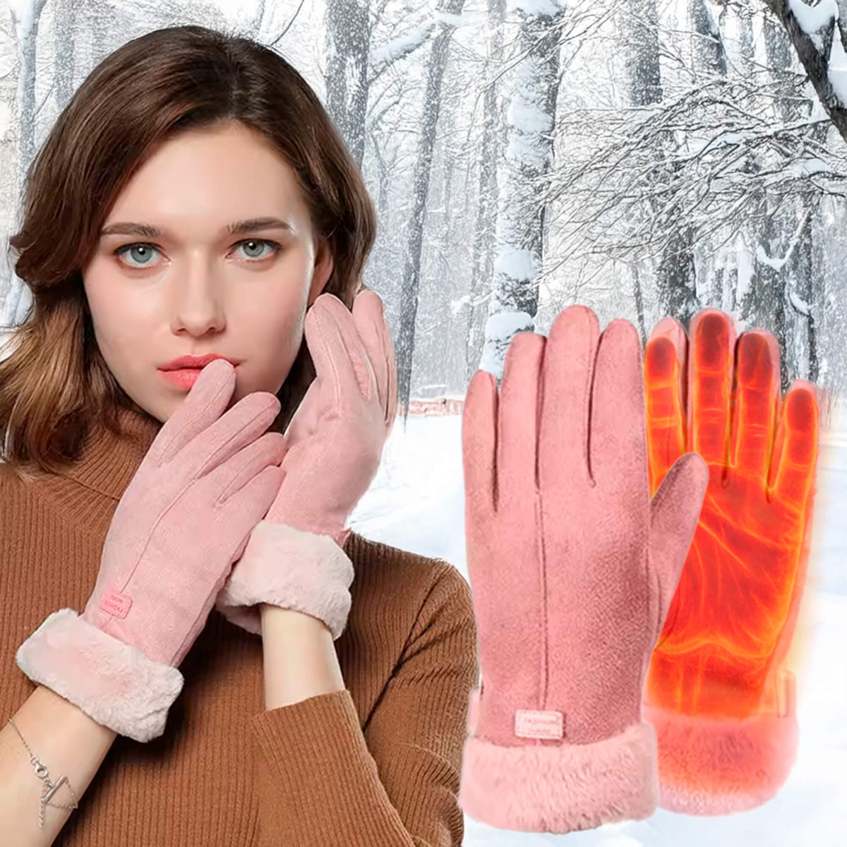 Lomaroshop | Heated Gloves for Women UK – Ladies Thermal Waterproof Winter Gloves with Touch Screen & USB Rechargeable Warm Design