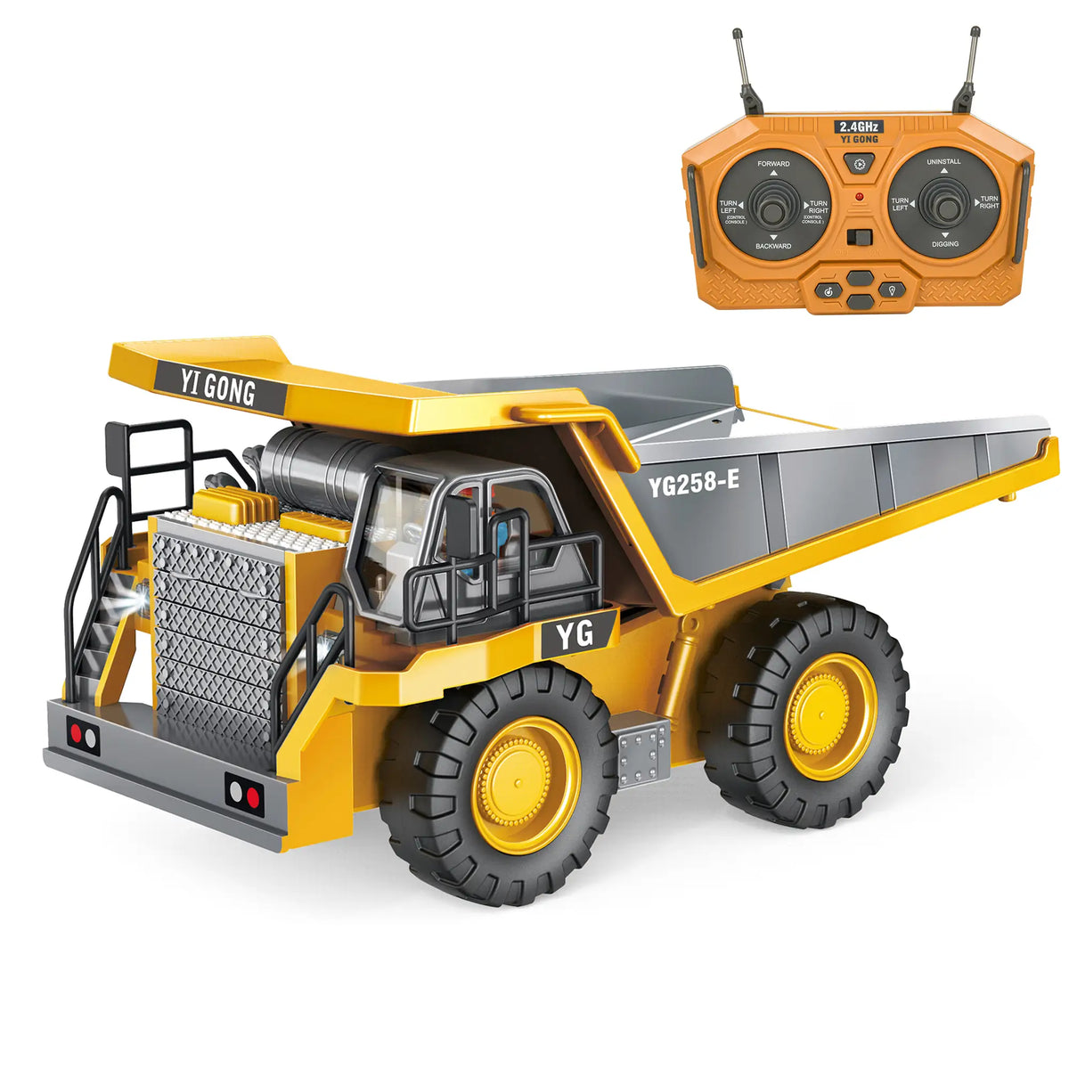 Lomaroshop RC dump truck toy with 2.4GHz controller and working tilting bed