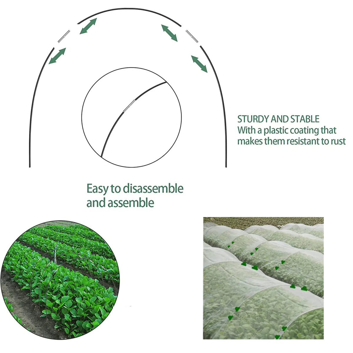 Lomaroshop | Plantura FlexGrow Garden Arch Set made of fiberglass | DIY Plant Tunnel for raised beds & cold frames | Rustproof & Reusable | Including connectors