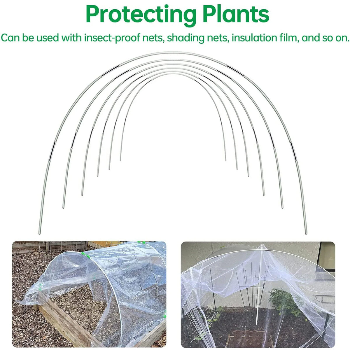 Lomaroshop | Plantura FlexGrow Garden Arch Set made of fiberglass | DIY Plant Tunnel for raised beds & cold frames | Rustproof & Reusable | Including connectors