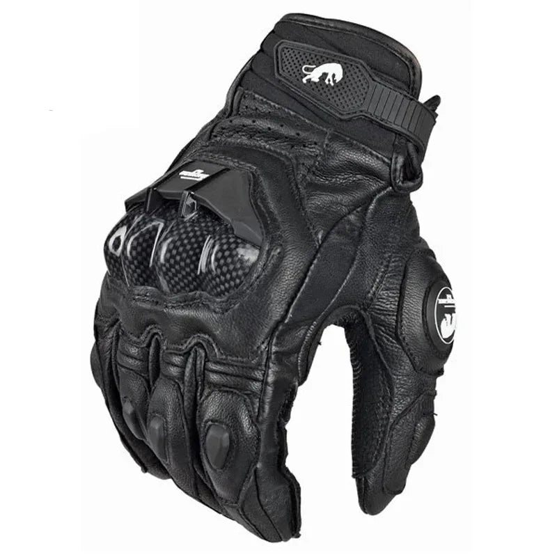 Lomaroshop | Motorcycle Gloves RidePro Carbon | Wind & Waterproof | Touchscreen Compatible | Genuine Leather Protectors | For Summer & Winter