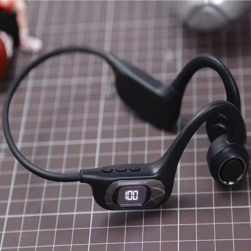 Bone Conduction Headphones | Open-Ear Wraparound Band | LED Battery Display