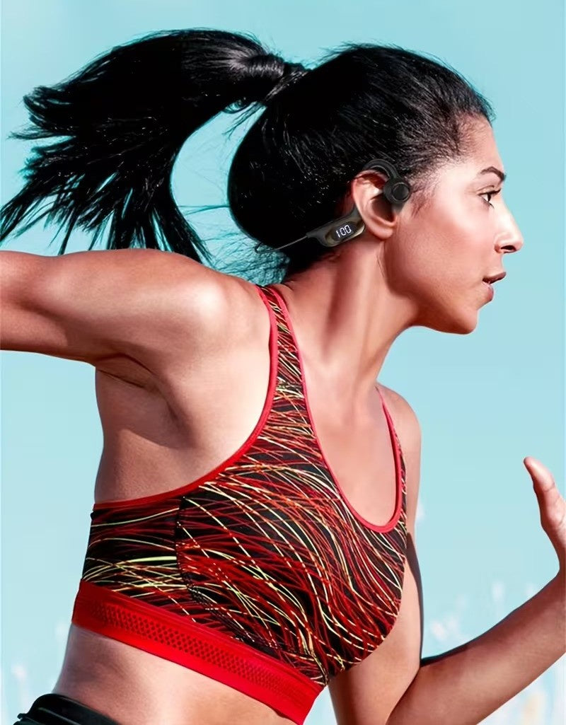 Bone Conduction Headphones | Open-Ear Wraparound Band | LED Battery Display