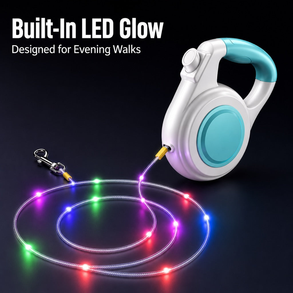 Lomaroshop Rechargeable Light-Up Retractable Dog Leash for Night Walks - Helps Small Dogs Stay Visible & Easy to Control image 3