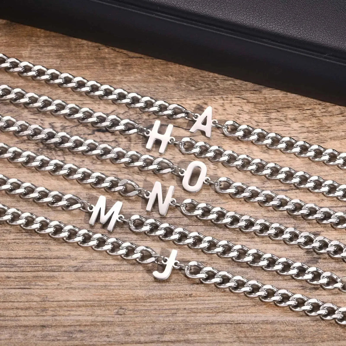Lomaroshop | Couples Letter Initial Cuban Bracelet