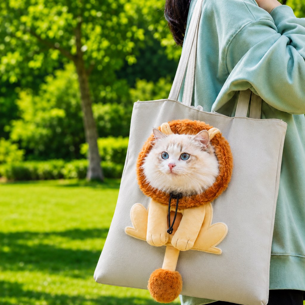 Lomaroshop Head-Out Cat Carrier Tote for Walks & Vet Visits - Lightweight Canvas Pet Bag for Cats & Small Dogs image 18
