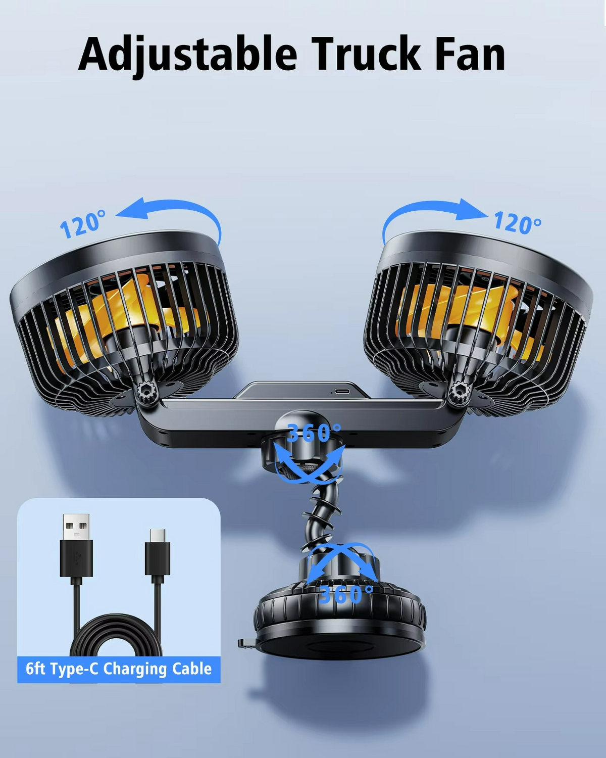 Lomaroshop | AeroBreeze Car Fan | Wireless fan with 4000 mAh battery and 3 fan speeds