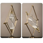 Hourglass with geometric metal frame – Meditation timer with white sand