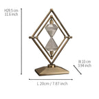 Hourglass with geometric metal frame – Meditation timer with white sand