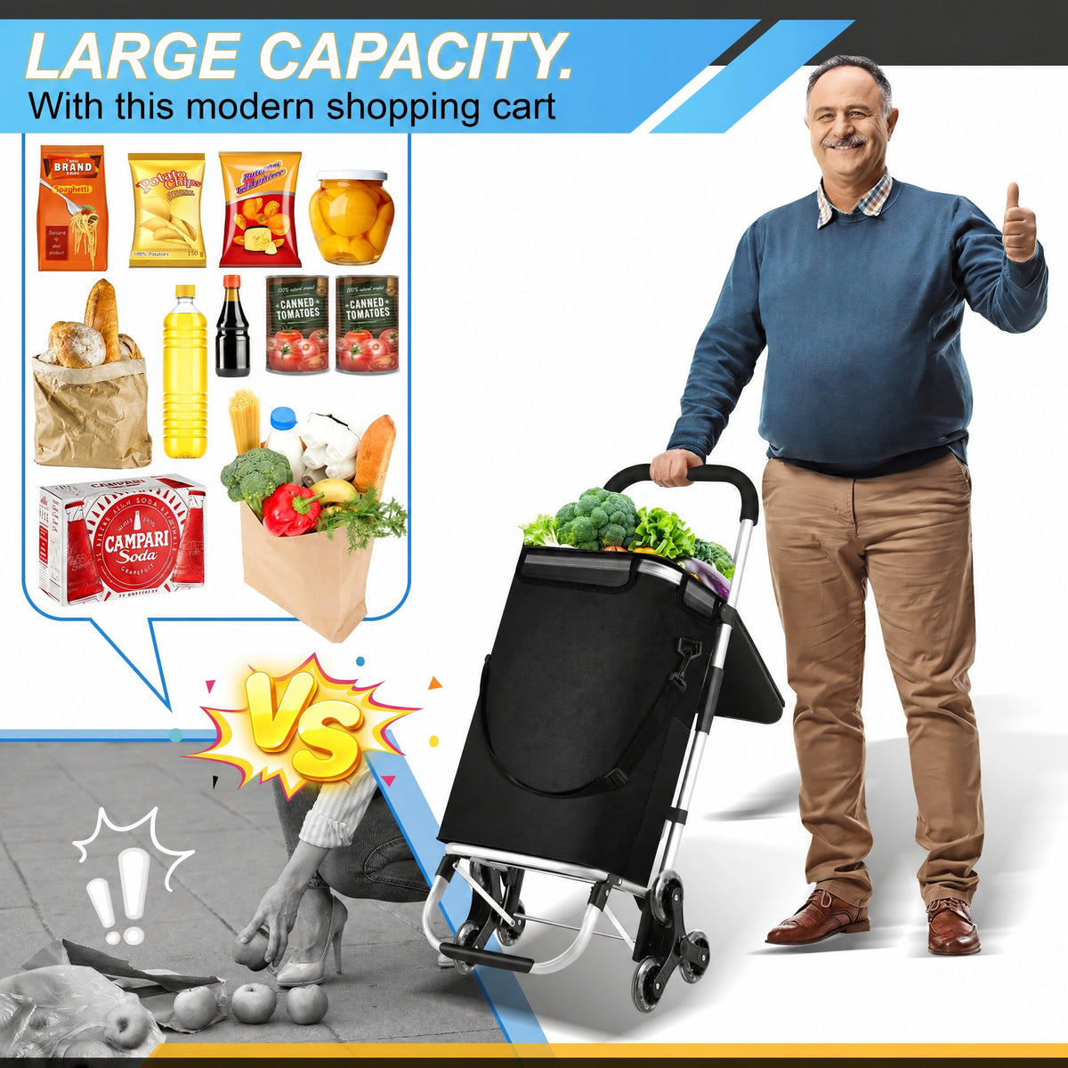 Folding 10.6 gal shopping trolley