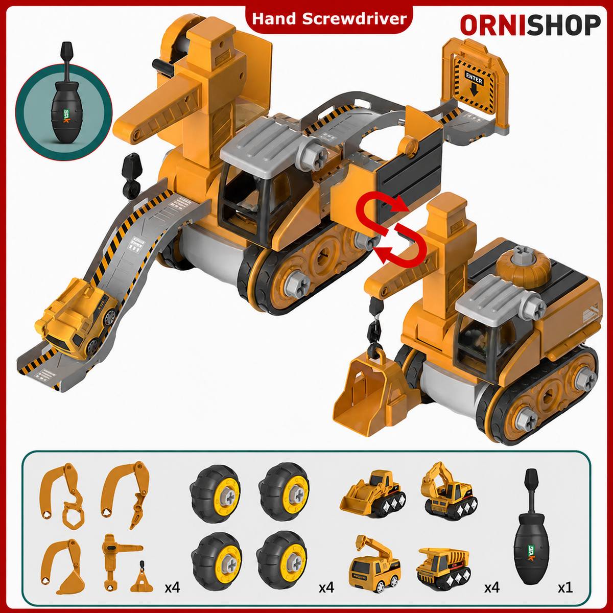 Junior Engineer Construction Set – Montessori Educational Kit for Children – Meccano Type