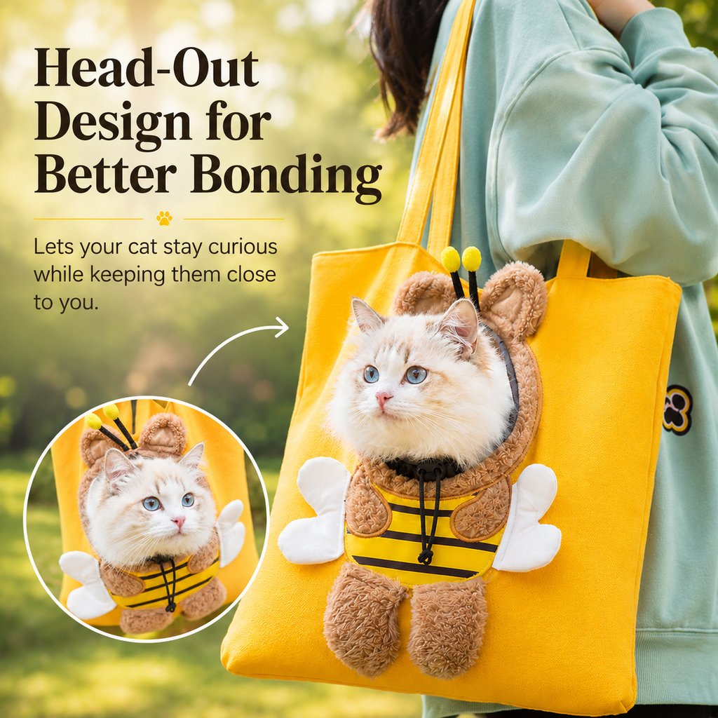 Lomaroshop Head-Out Cat Carrier Tote for Walks & Vet Visits - Lightweight Canvas Pet Bag for Cats & Small Dogs image 5