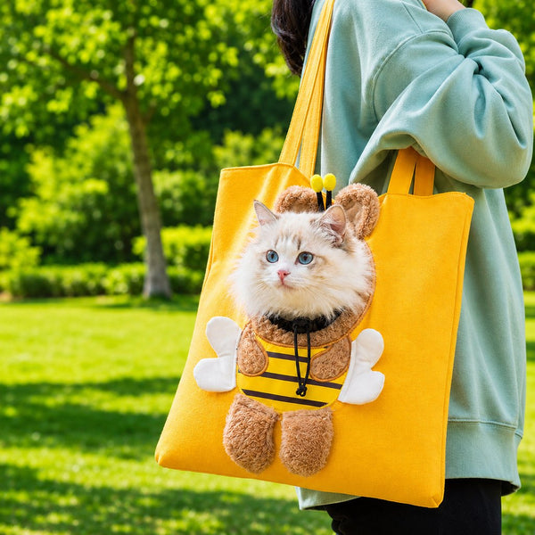 Lomaroshop Head-Out Cat Carrier Tote for Walks & Vet Visits - Lightweight Canvas Pet Bag for Cats & Small Dogs