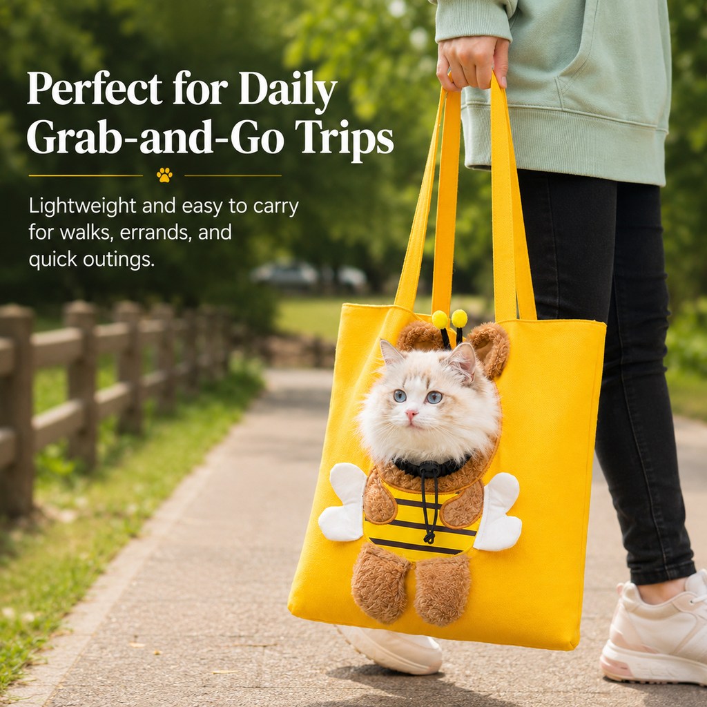 Lomaroshop Head-Out Cat Carrier Tote for Walks & Vet Visits - Lightweight Canvas Pet Bag for Cats & Small Dogs image 2