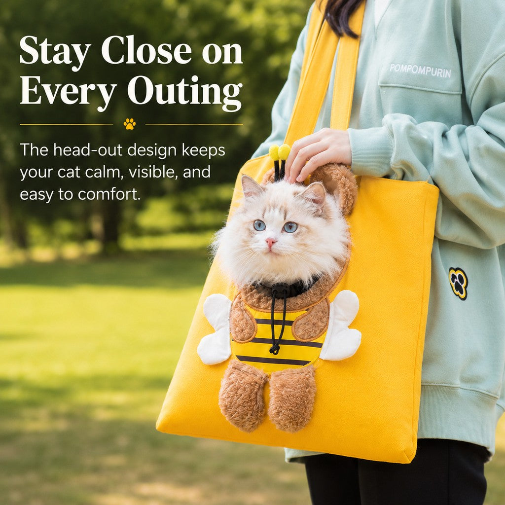 Lomaroshop Head-Out Cat Carrier Tote for Walks & Vet Visits - Lightweight Canvas Pet Bag for Cats & Small Dogs image 4