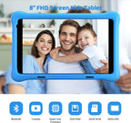 Durable pink 8-inch learning tablet with kid-proof case, perfect educational toy for toddlers & young kids.