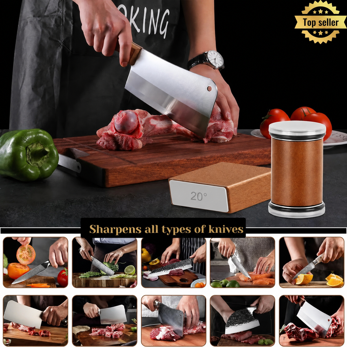 Knife sharpener | Rolling sharpener | Magnetic angle guide | EdgeRoll