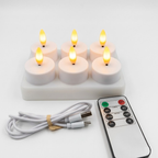 LED Candles Flameless Set Remote Timer USB Rechargeable