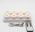 LED Candles Flameless Set Remote Timer USB Rechargeable