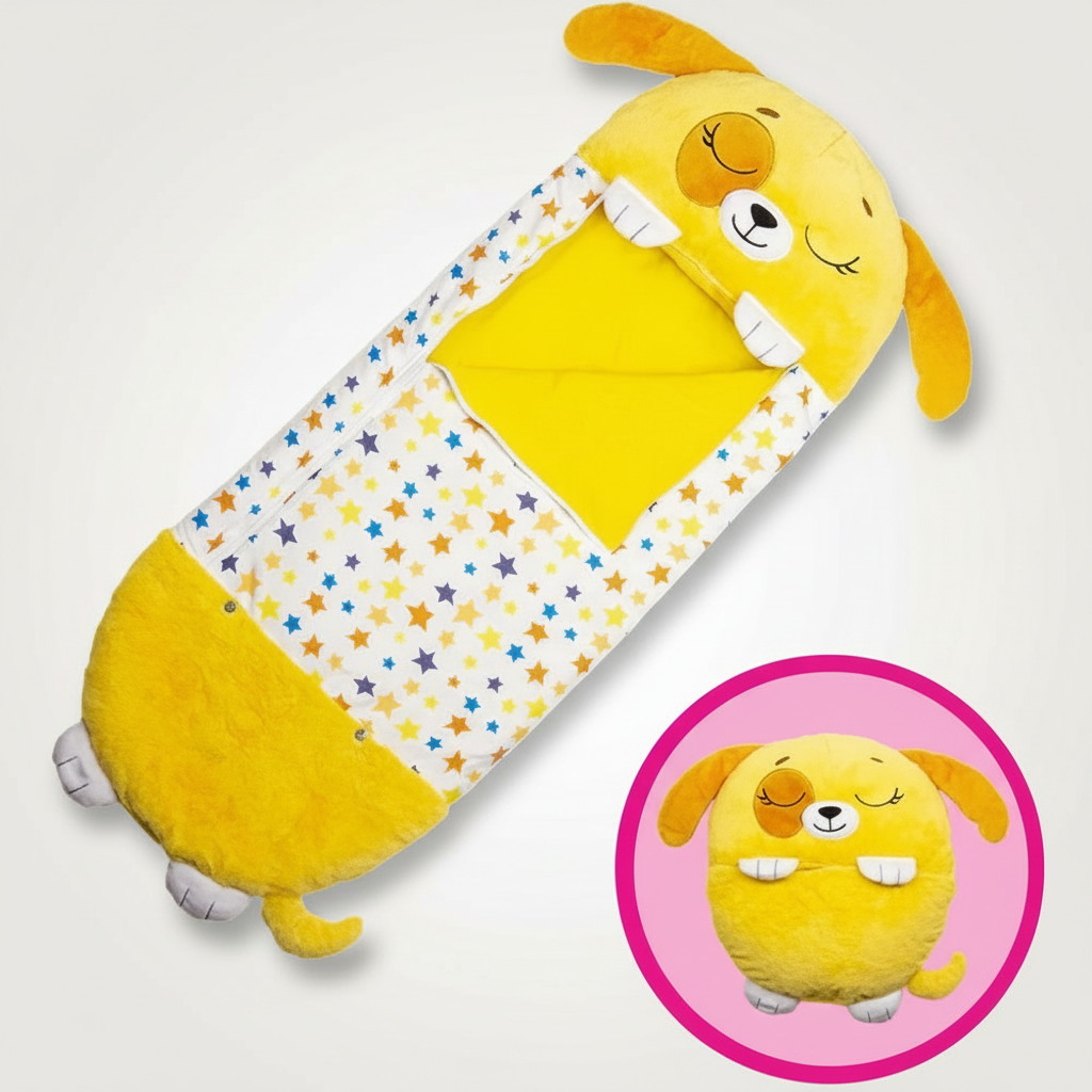 Lightweight Hooded Kids Sleeping Bag — Built-In Foldable Pillow