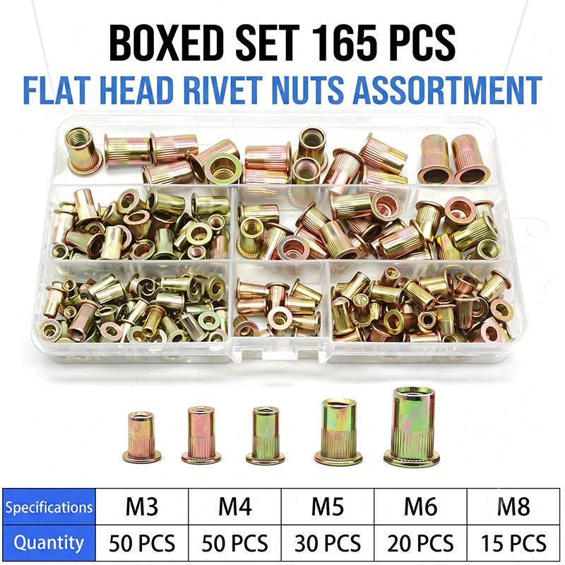 Lomaroshop Carbon Steel Open End Rivet Nut Kit