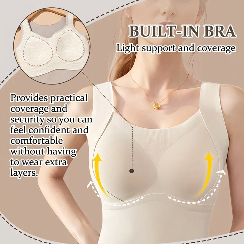 Thermal Tank Top with Built-In Bra | Shaping & Seamless | Warm & Comfortable | TankTop