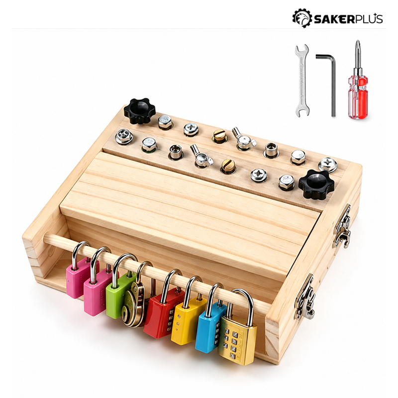 Lomaroshop Wooden Screwdriver Lock & Key Activity Board