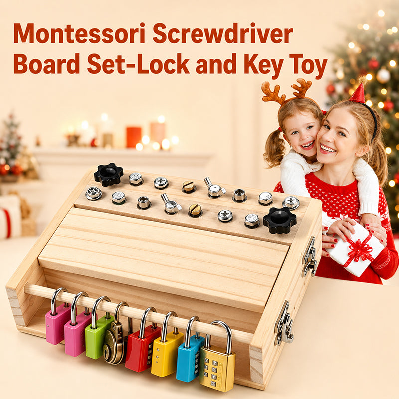 Lomaroshop Wooden Screwdriver Lock & Key Activity Board