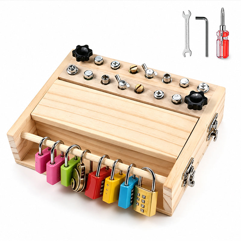 Lomaroshop Wooden Screwdriver Lock & Key Activity Board