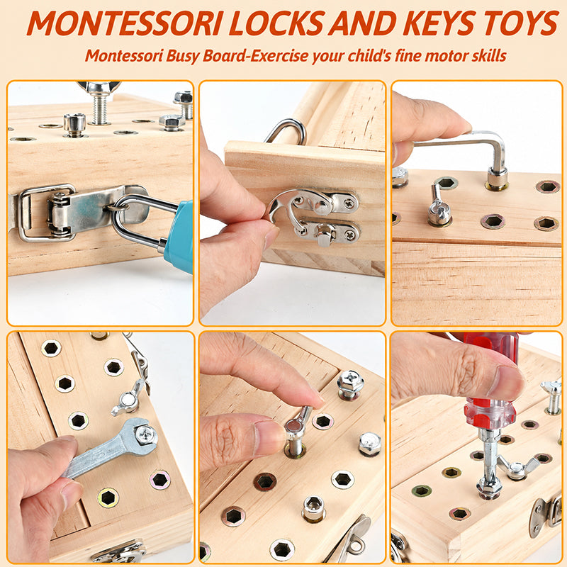 Lomaroshop Wooden Screwdriver Lock & Key Activity Board