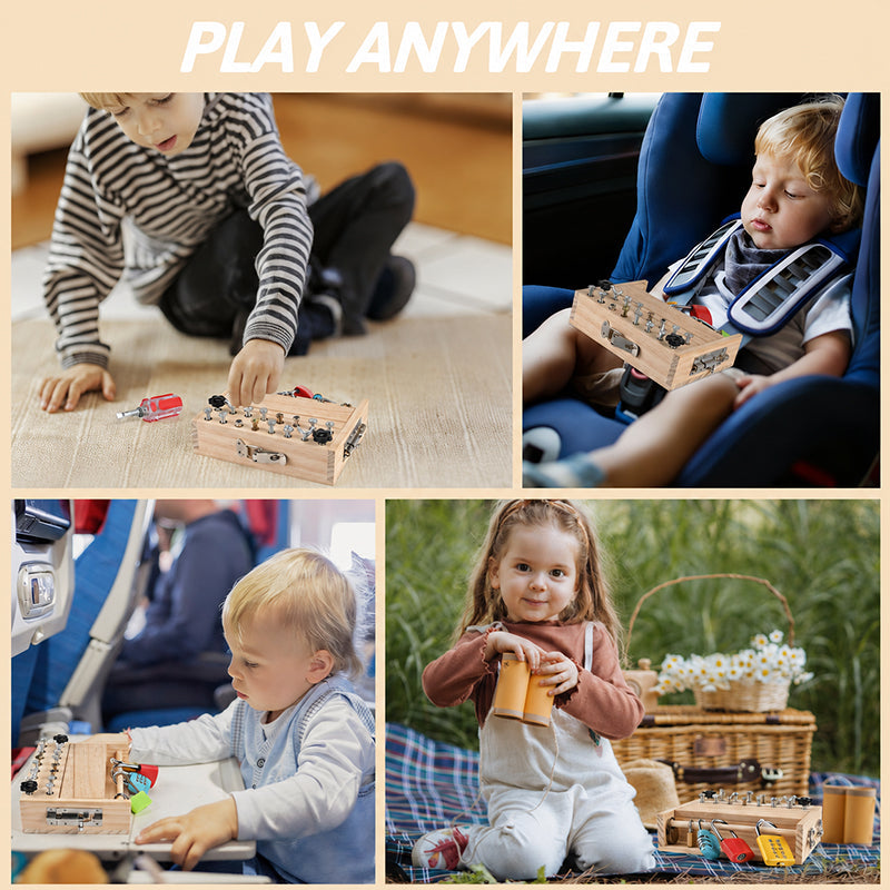 Lomaroshop Wooden Screwdriver Lock & Key Activity Board