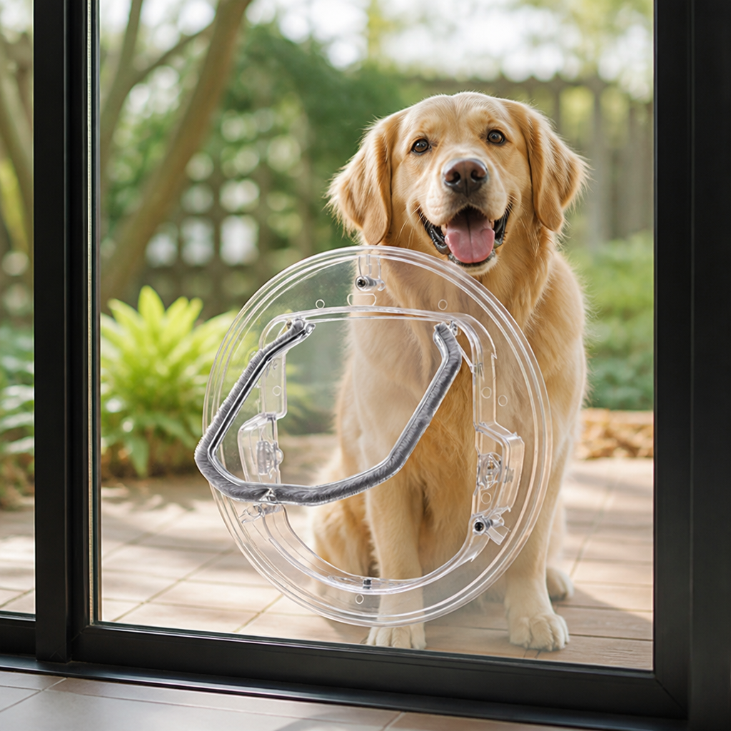 Lomaroshop4-Way Locking Noise-Reducing Pet Door (Glass Mount)