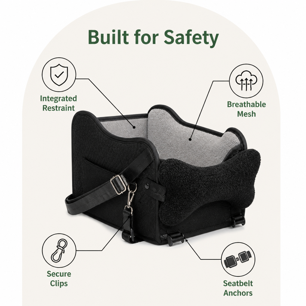 LomaroshopBreathable Mesh & Safety Harness Dog Car Seat