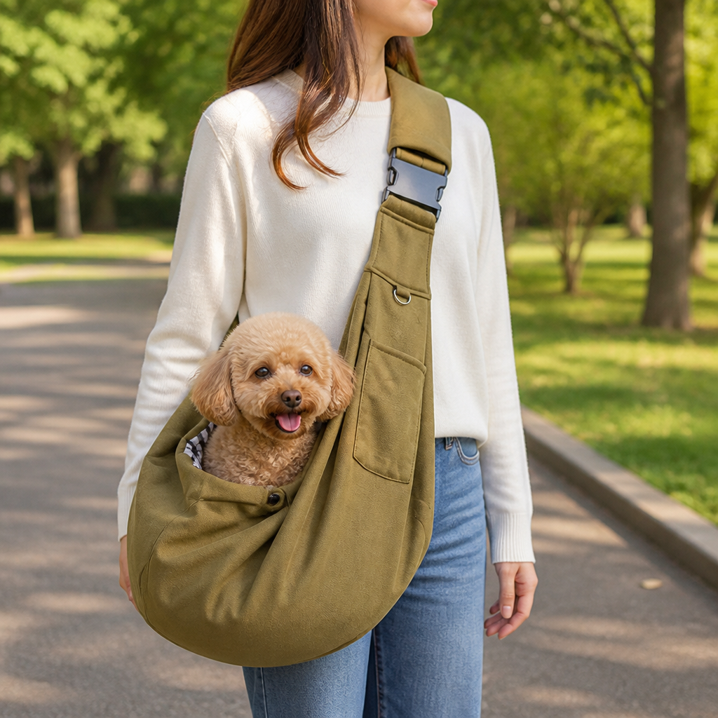 LomaroshopErgonomic Hands‑Free Crossbody Pet Sling Carrier (Fits Pets Up To 14.3 lb)