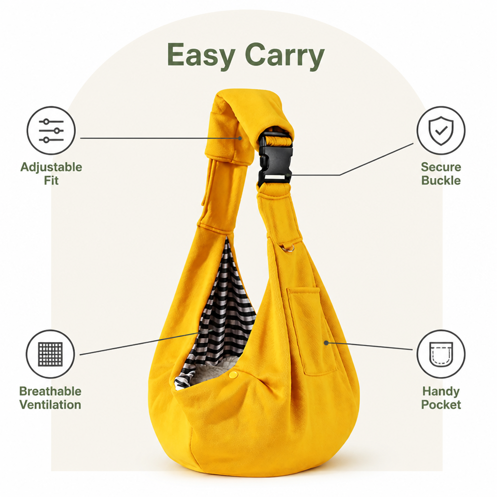 LomaroshopErgonomic Hands‑Free Crossbody Pet Sling Carrier (Fits Pets Up To 14.3 lb)