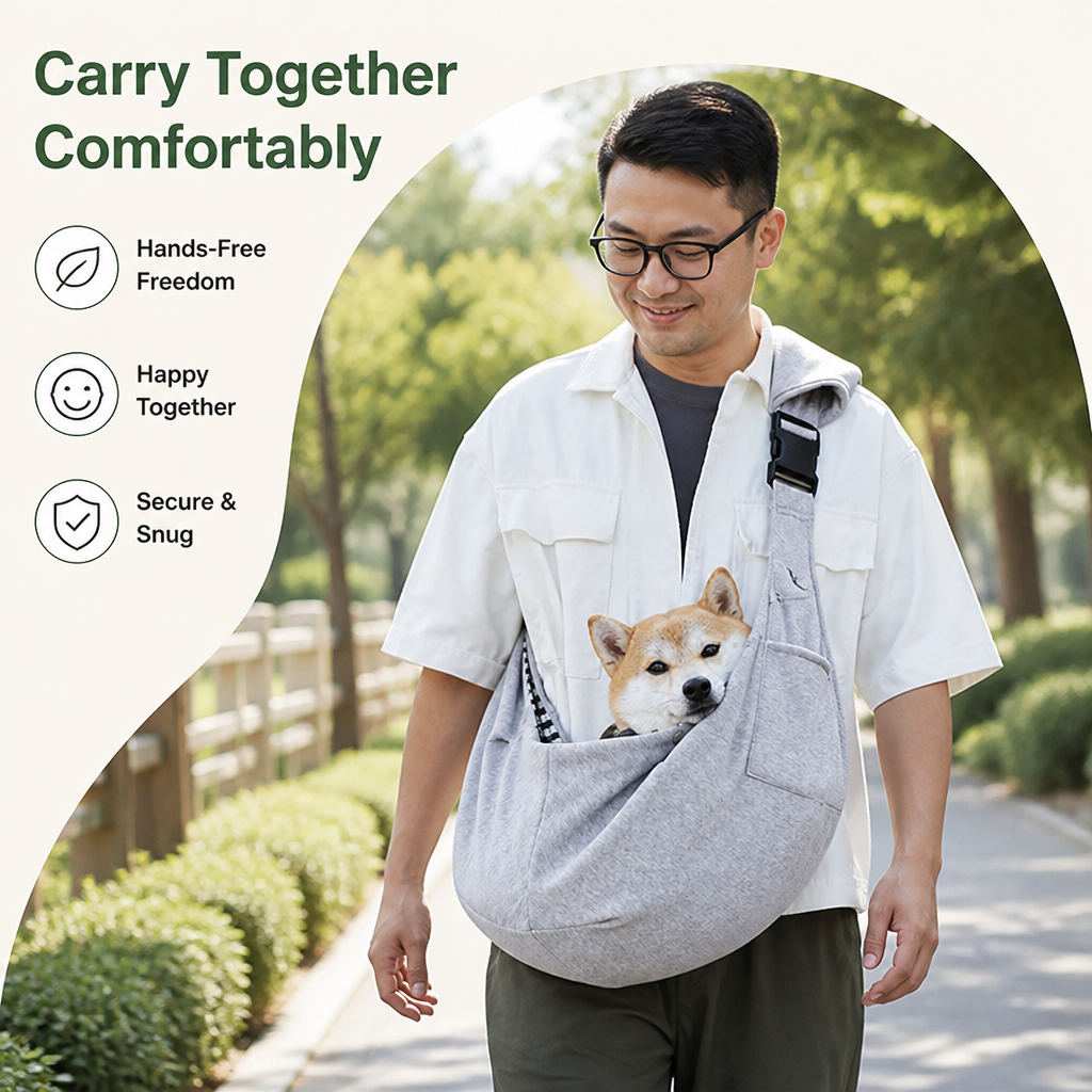 LomaroshopErgonomic Hands‑Free Crossbody Pet Sling Carrier (Fits Pets Up To 14.3 lb)
