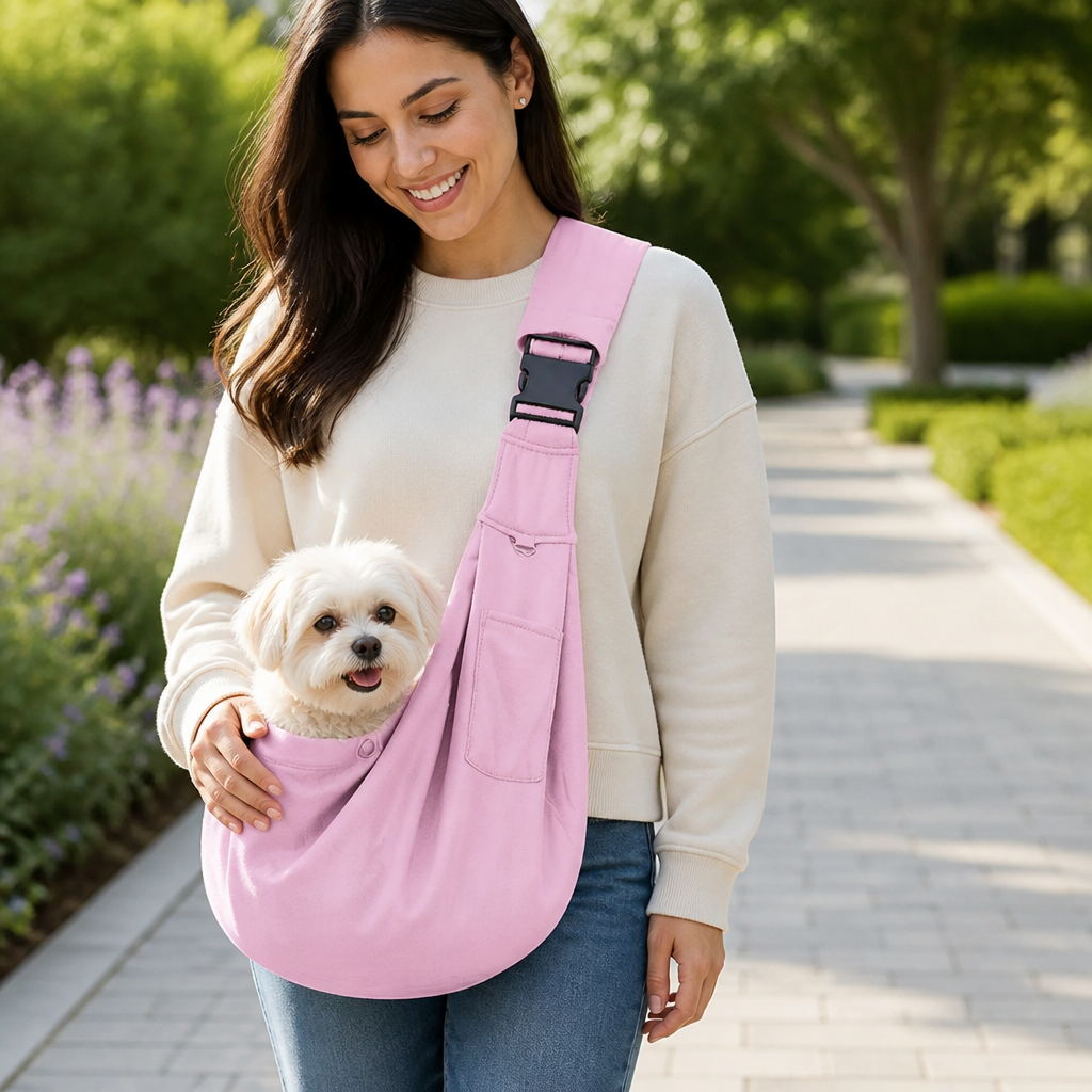 LomaroshopErgonomic Hands‑Free Crossbody Pet Sling Carrier (Fits Pets Up To 14.3 lb)