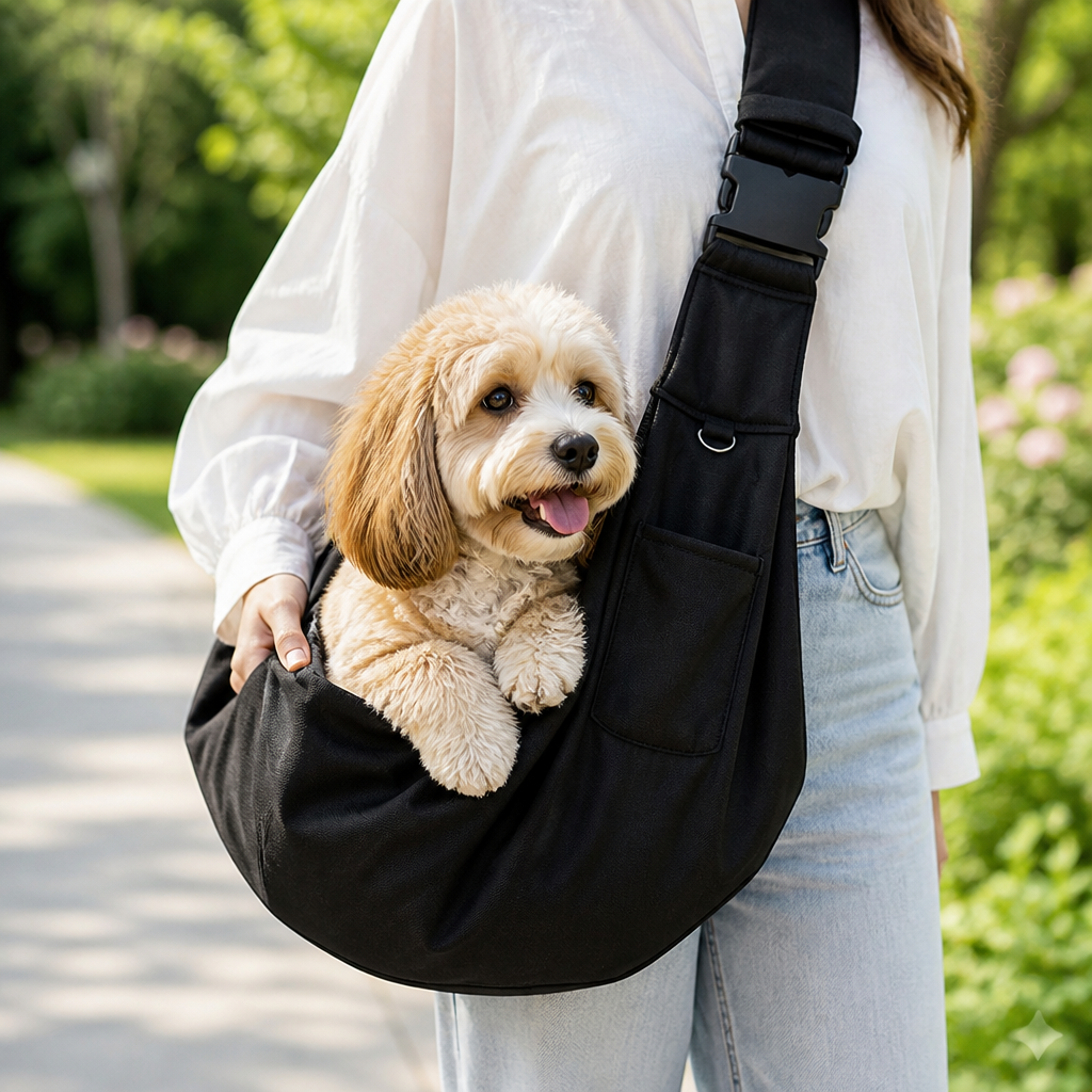 LomaroshopErgonomic Hands‑Free Crossbody Pet Sling Carrier (Fits Pets Up To 14.3 lb)