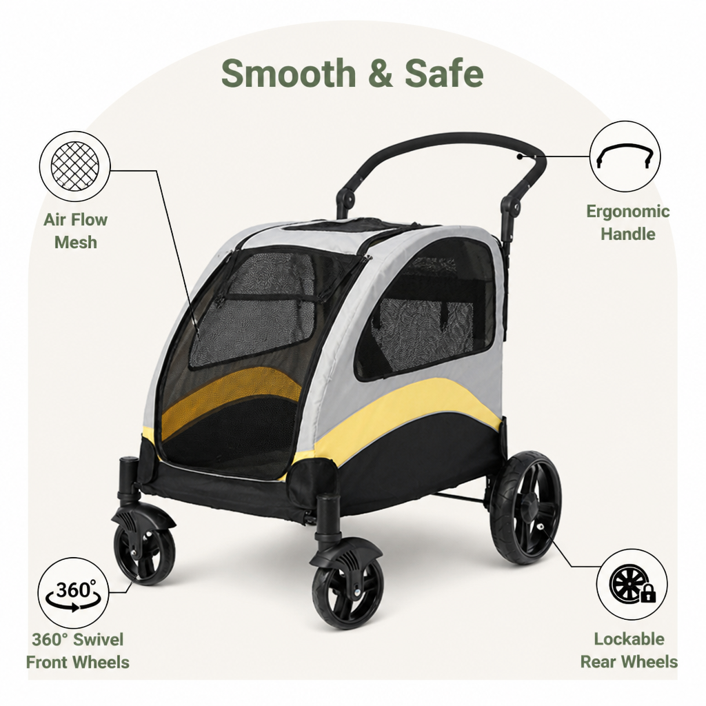 LomaroshopFoldable 4-Wheel Breathable Mesh Travel Stroller
