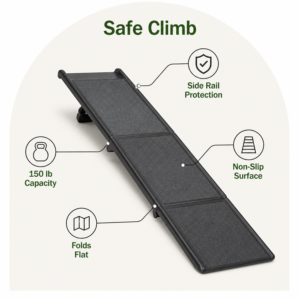 LomaroshopLong Folding Dog Ramp With Side Rails (Supports 150 lb)