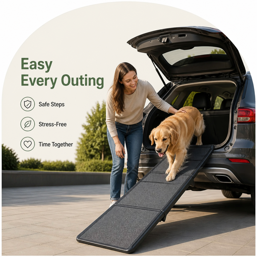 LomaroshopLong Folding Dog Ramp With Side Rails (Supports 150 lb)
