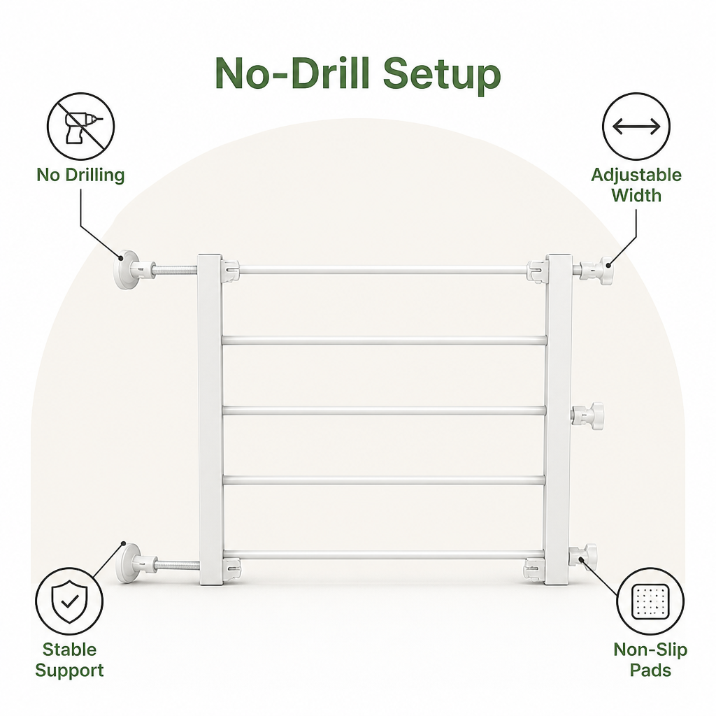LomaroshopNo-Drill Retractable Dog Gate (Adjustable Width)