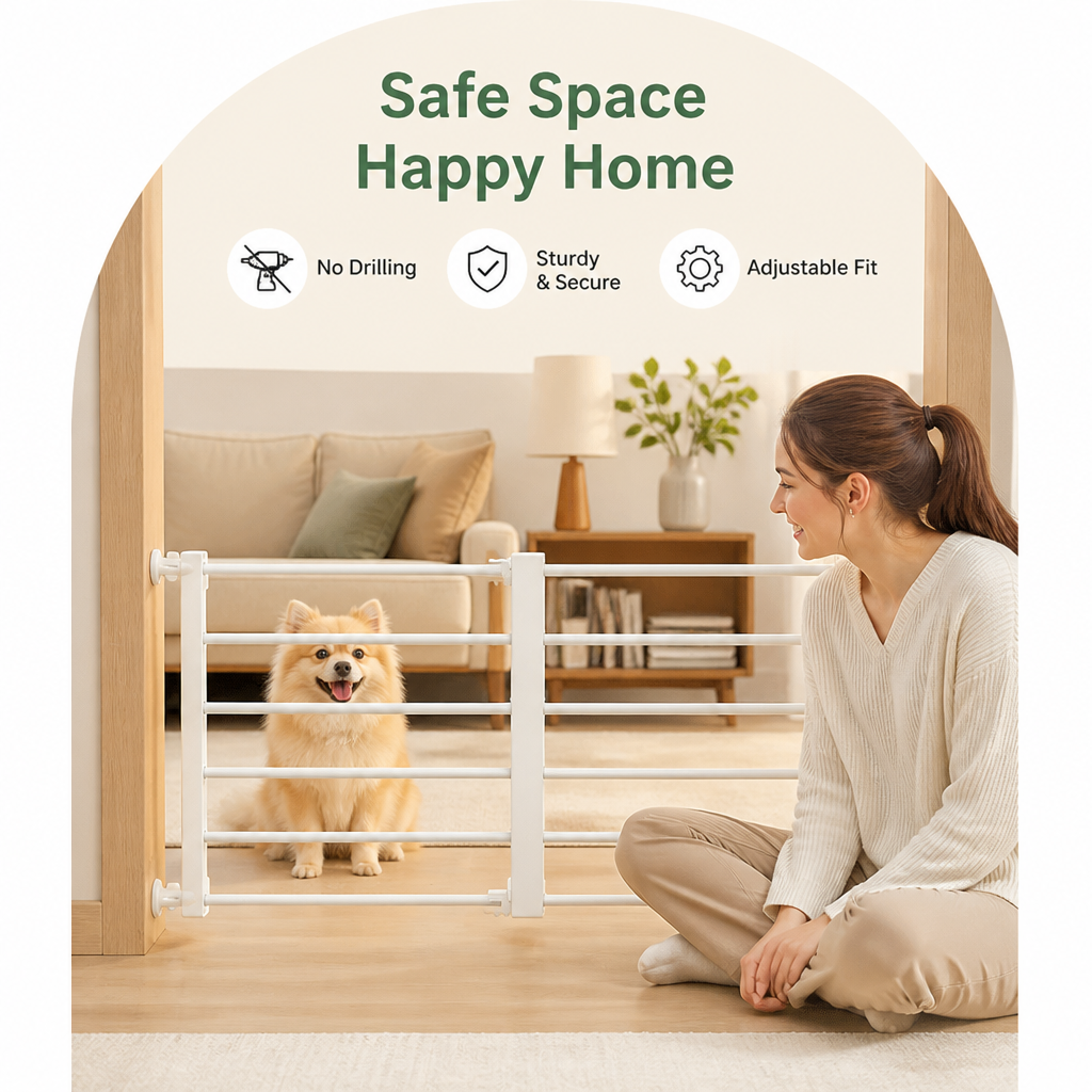 LomaroshopNo-Drill Retractable Dog Gate (Adjustable Width)