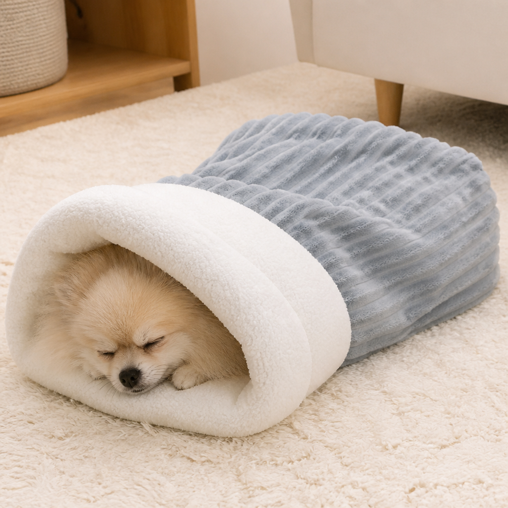 LomaroshopPlush Semi-Enclosed Windproof Pet Sleeping Bag (For Small Cats & Dogs)