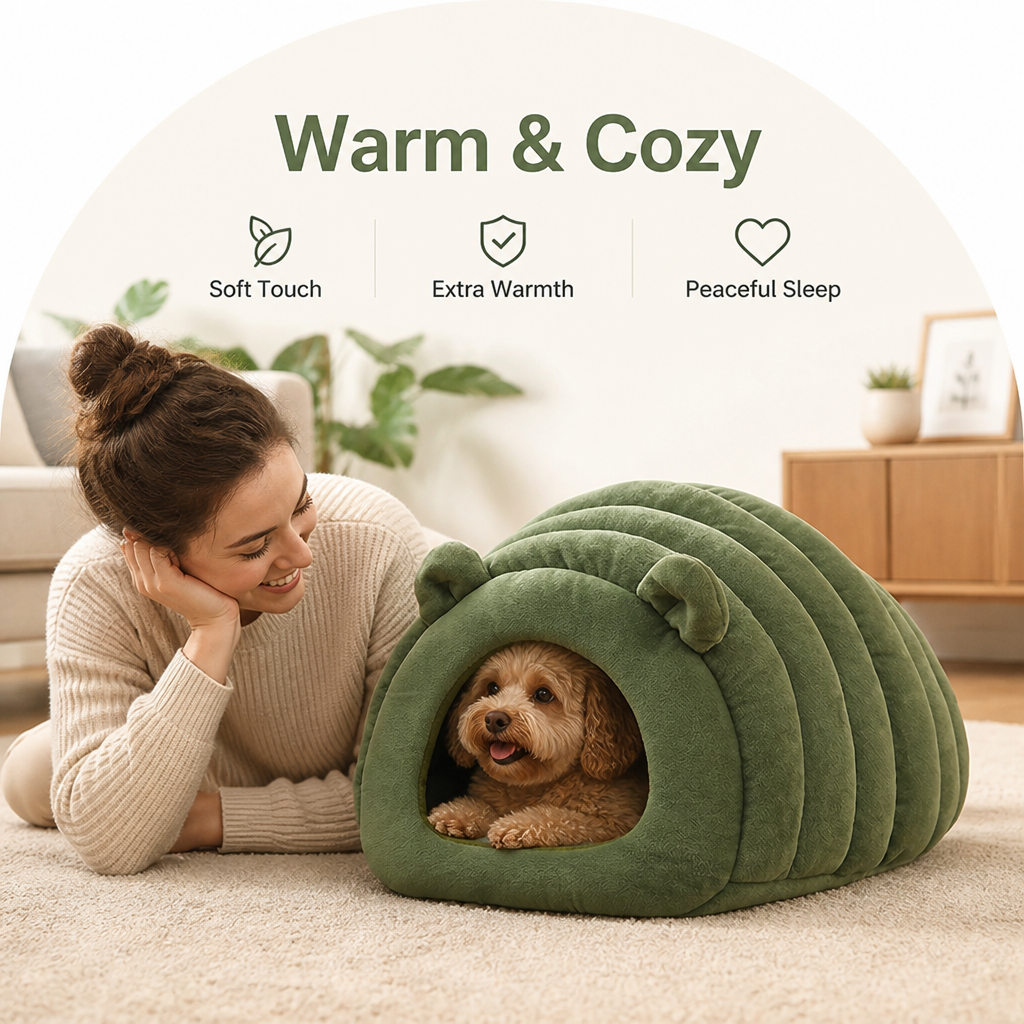 LomaroshopSemi-Closed Sherpa Plush Pet Nest
