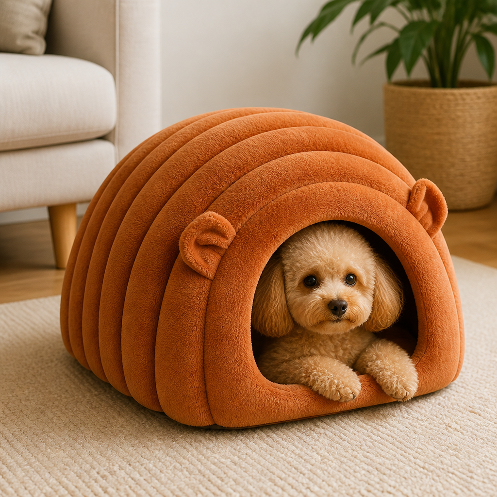 LomaroshopSemi-Closed Sherpa Plush Pet Nest