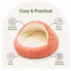 LomaroshopSemi-Enclosed Plush Pet Bed (Removable Washable Pad)
